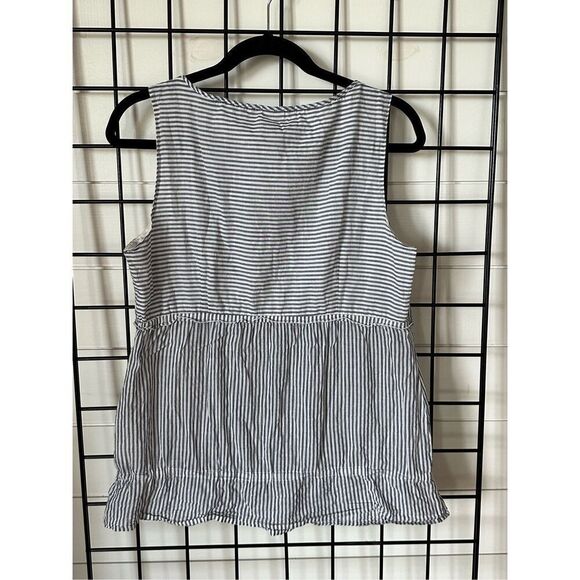 Esprit Striped Cotton Sleeveless Top Womens 10 Blue White Coastal Cottage Preppy - Picture 5 of 12